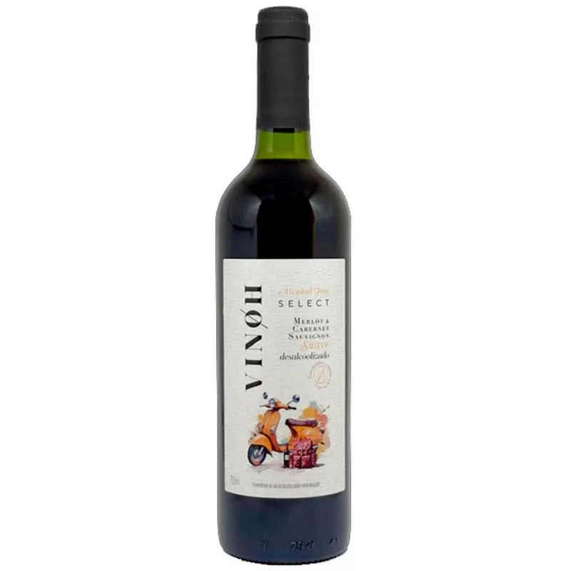 Vinho Sem Álcool Tinto Suave Merlot e Cabernet Vinoh Select - 750mL - Nacional - 01 un