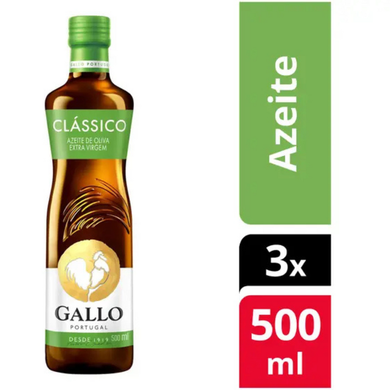 Kit Azeite de Oliva  Clássico Extravirgem - 3 Unidades de 500ml Cada